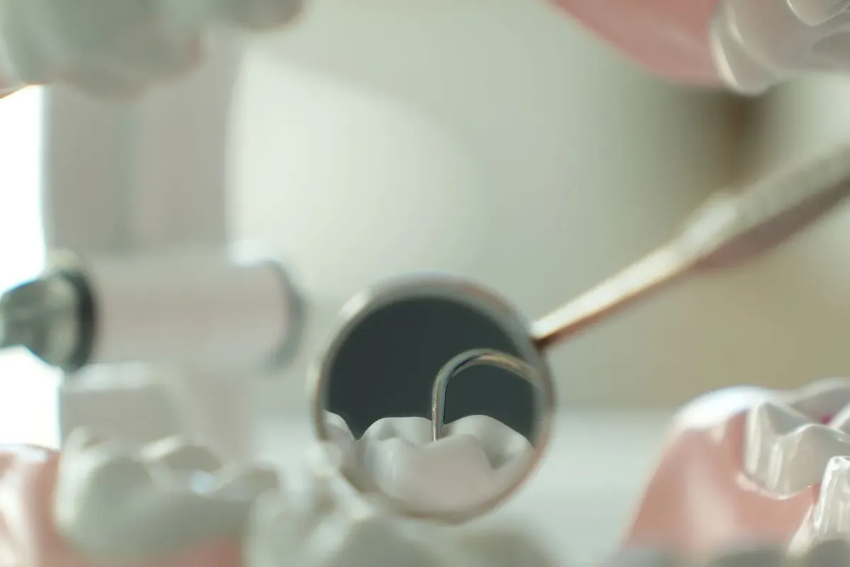 用口镜和器械检查牙齿模型